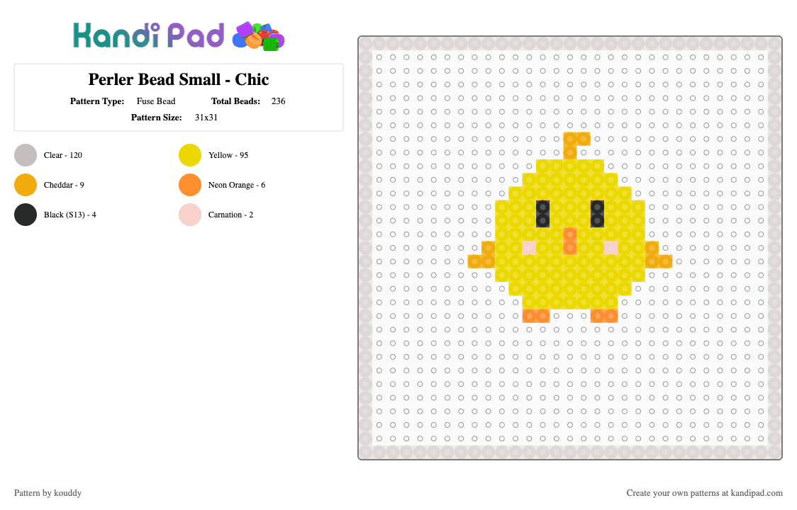 Perler Bead Small - Chic - Fuse Bead Pattern by kouddy on Kandi Pad - yellow,beige