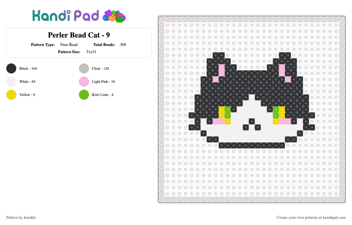 Perler Bead Cat - 9 - Fuse Bead Pattern by kouddy on Kandi Pad - beige