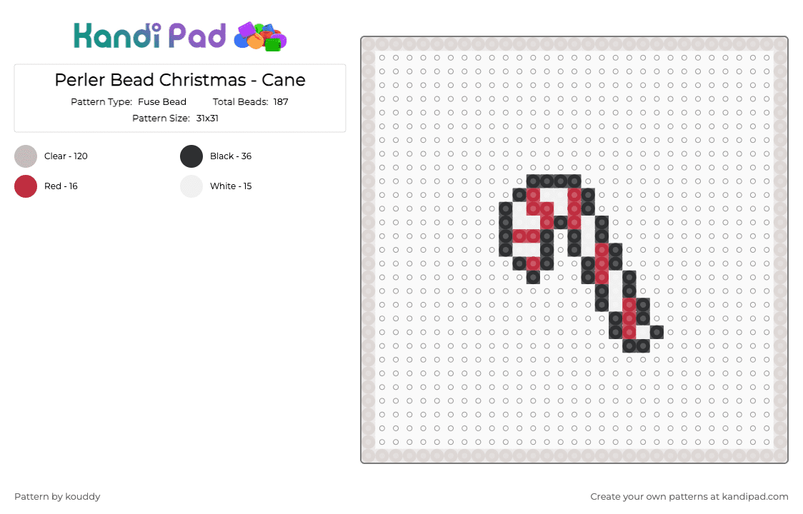 Perler Bead Christmas - Cane - Fuse Bead Pattern by kouddy on Kandi Pad - beige