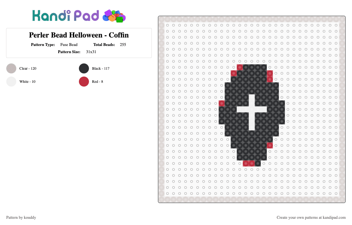 Perler Bead Halloween - Coffin - Fuse Bead Pattern by kouddy on Kandi Pad - beige