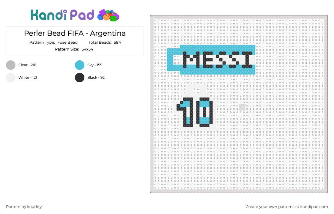 Perler Bead FIFA - Argentina 1 - Fuse Bead Pattern by kouddy on Kandi Pad - beige,light blue