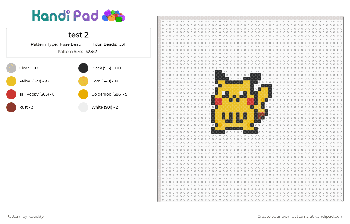 test 2 - Fuse Bead Pattern by kouddy on Kandi Pad - yellow,beige