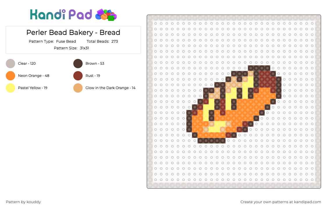 Perler Bead Bakery - Bread - Fuse Bead Pattern by kouddy on Kandi Pad - brown,orange,beige