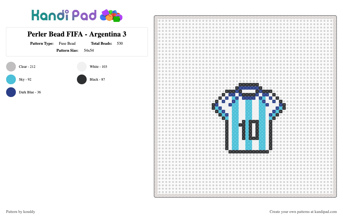 Perler Bead FIFA - Argentina 3 - Fuse Bead Pattern by kouddy on Kandi Pad - beige