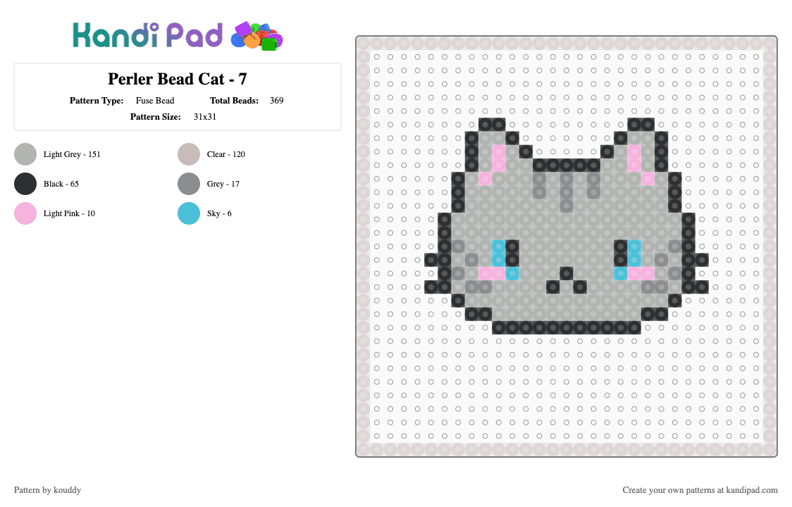 Perler Bead Cat - 7 - Fuse Bead Pattern by kouddy on Kandi Pad - beige