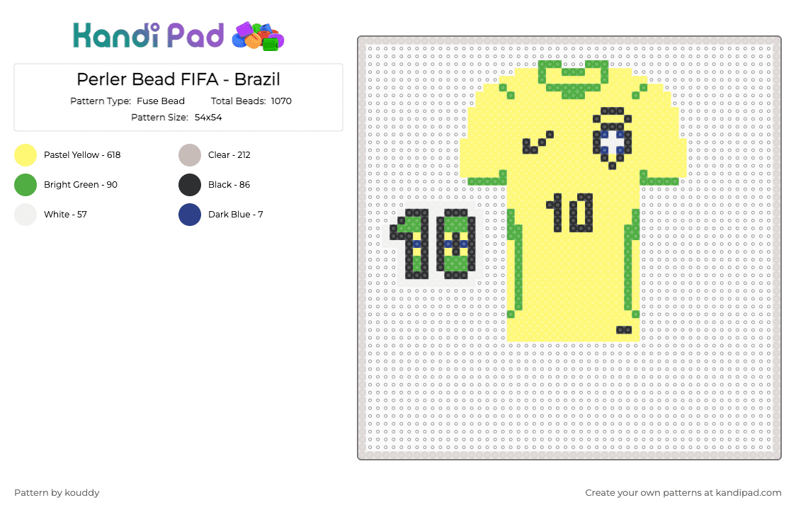 Perler Bead FIFA - Brazil - Fuse Bead Pattern by kouddy on Kandi Pad - yellow