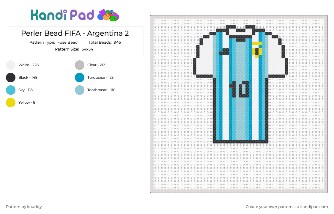 Perler Bead FIFA - Argentina 2 - Fuse Bead Pattern by kouddy on Kandi Pad - beige,light blue