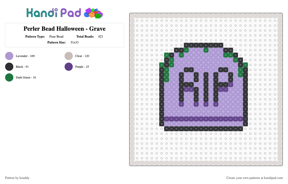 Perler Bead Halloween - Grave - Fuse Bead Pattern by kouddy on Kandi Pad - beige,pink