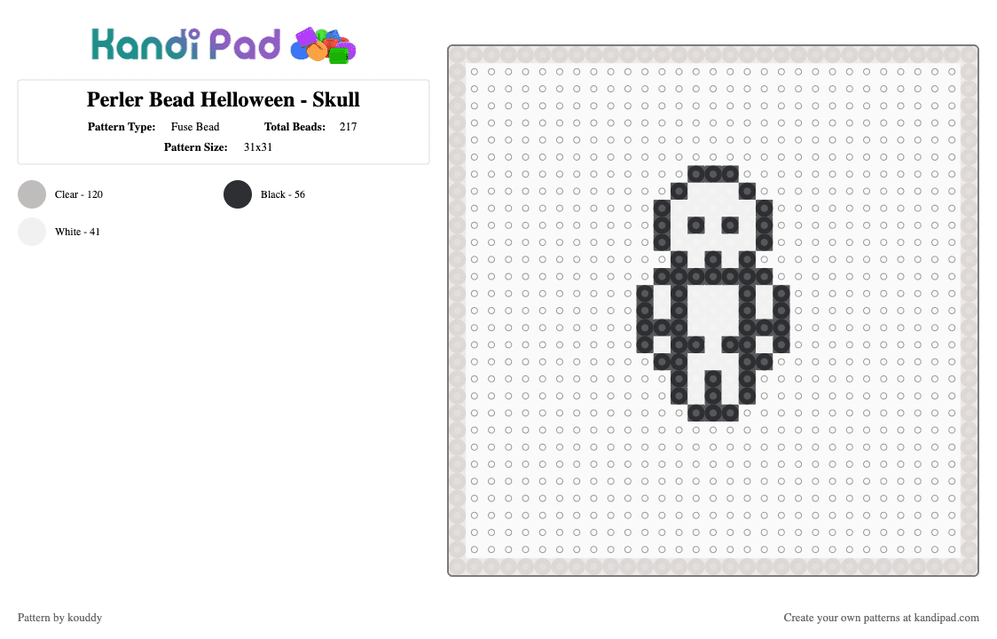 Perler Bead Halloween - Skull - Fuse Bead Pattern by kouddy on Kandi Pad - beige