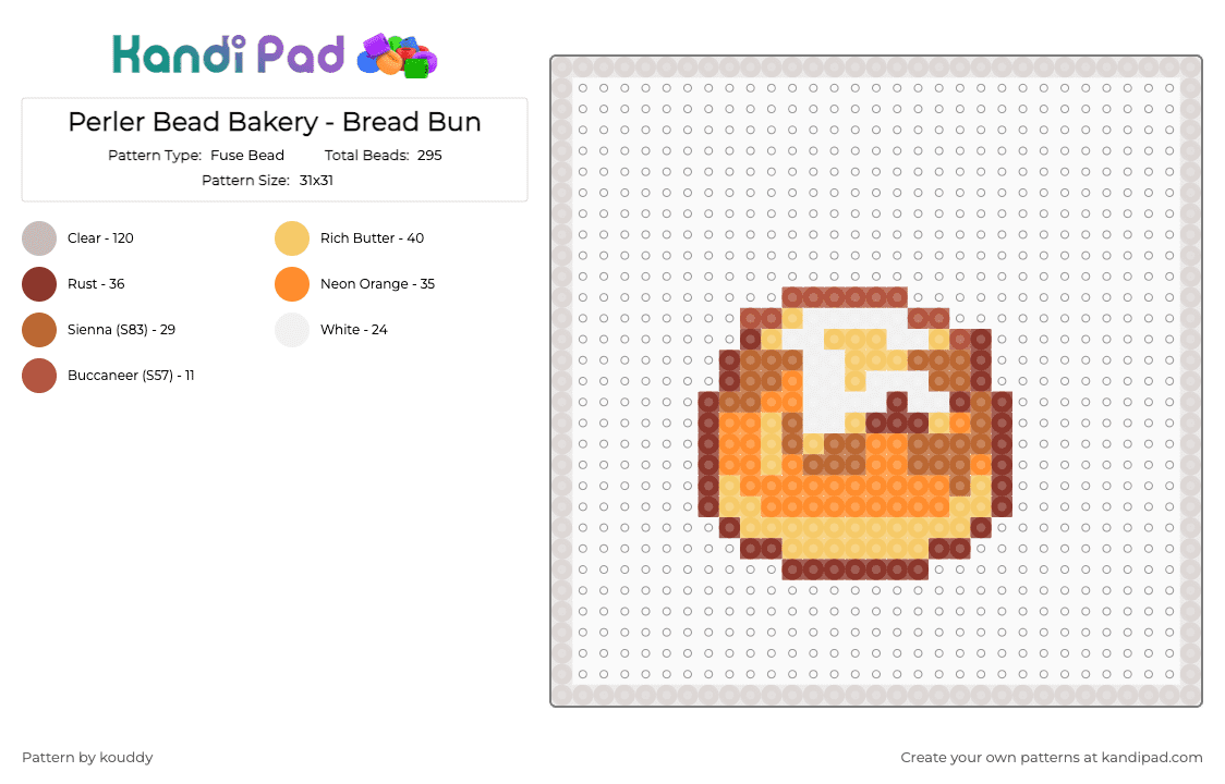 Perler Bead Bakery - Bread Bun - Fuse Bead Pattern by kouddy on Kandi Pad - beige