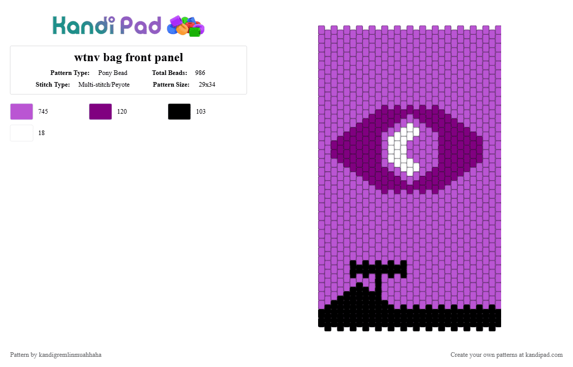 wtnv bag front panel - Pony Bead Pattern by kandigremlinmuahhaha on Kandi Pad - pink,wtnv,night vale,bag