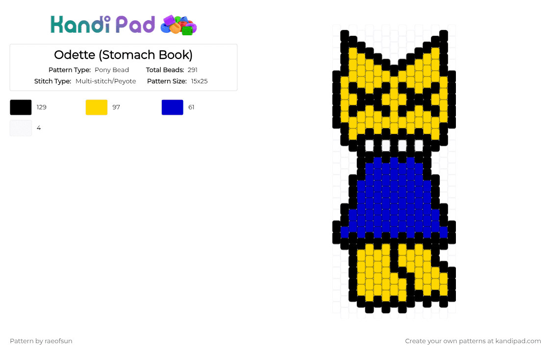 Odette (Stomach Book) - Pony Bead Pattern by raeofsun on Kandi Pad - yellow,purple