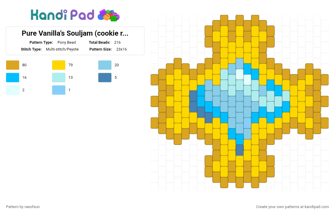 Pure Vanilla\'s Souljam (cookie run kingdom) - Pony Bead Pattern by raeofsun on Kandi Pad - orange, yellow