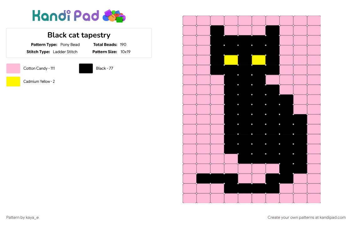 Black cat tapestry - Pony Bead Pattern by kaya_e on Kandi Pad - pink