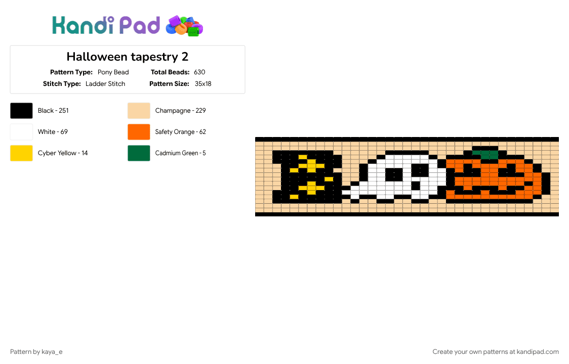 Halloween tapestry 2 - Pony Bead Pattern by kaya_e on Kandi Pad - beige