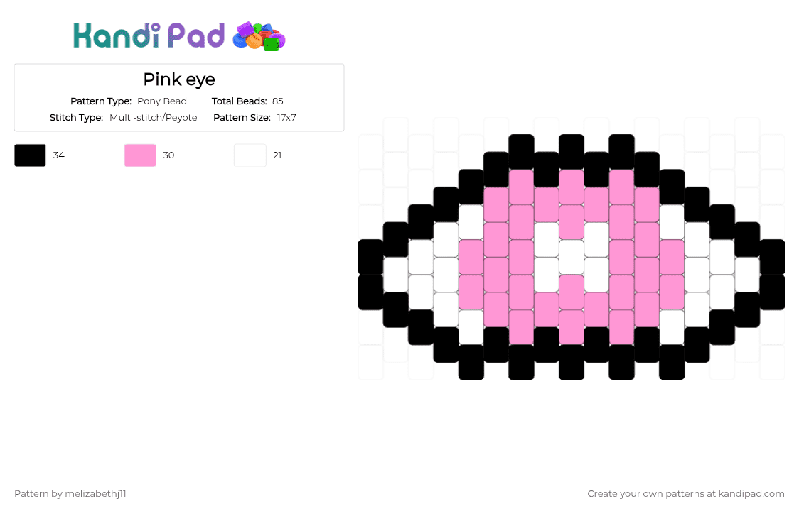 Pink eye - Pony Bead Pattern by melizabethj11 on Kandi Pad - pink, white