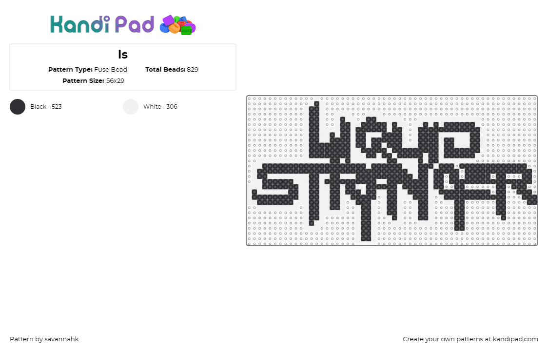 ls - Fuse Bead Pattern by savannahk on Kandi Pad - liquid stranger,logo,dj,music,edm,black