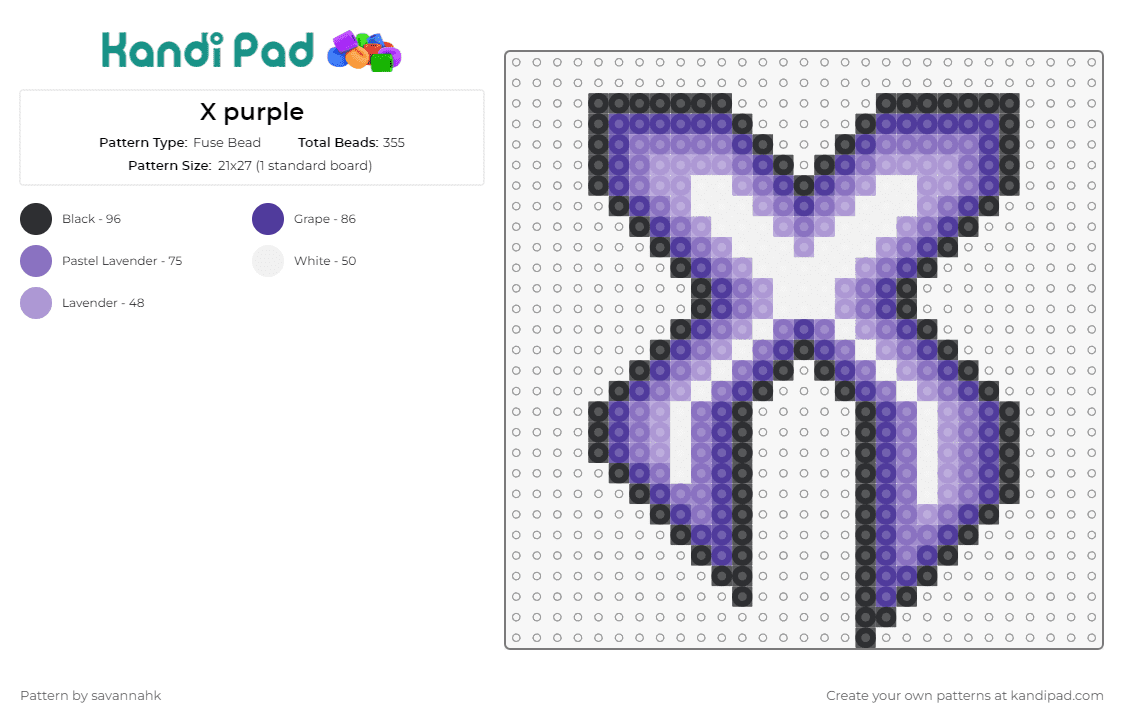 X purple - Fuse Bead Pattern by savannahk on Kandi Pad - excision,dj,edm,dubstep,music