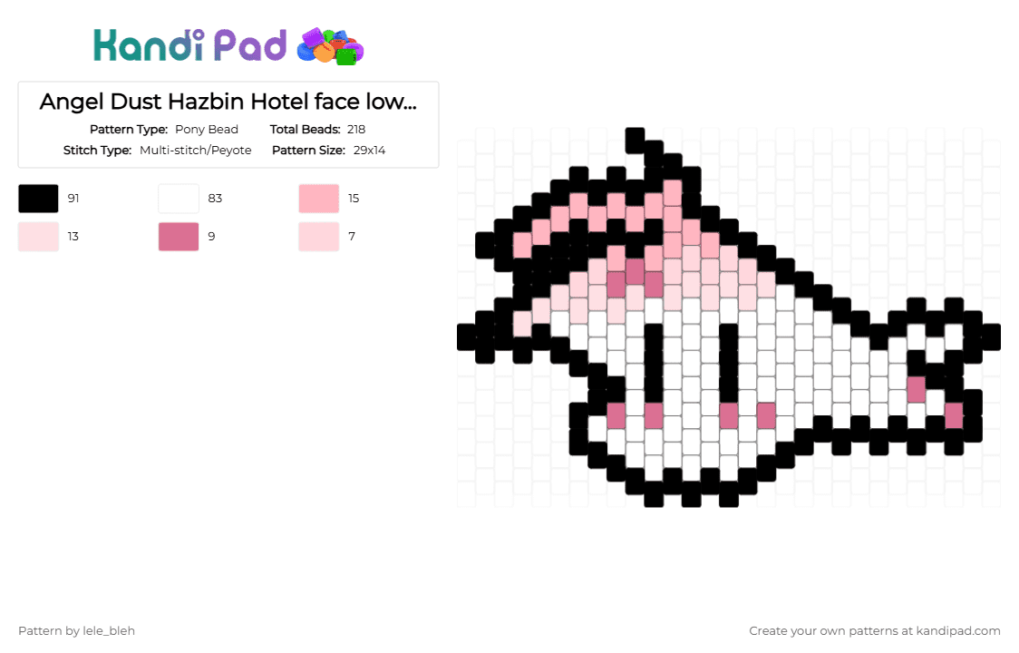 Angel Dust Hazbin Hotel face low quality - Pony Bead Pattern by lele_bleh on Kandi Pad - white