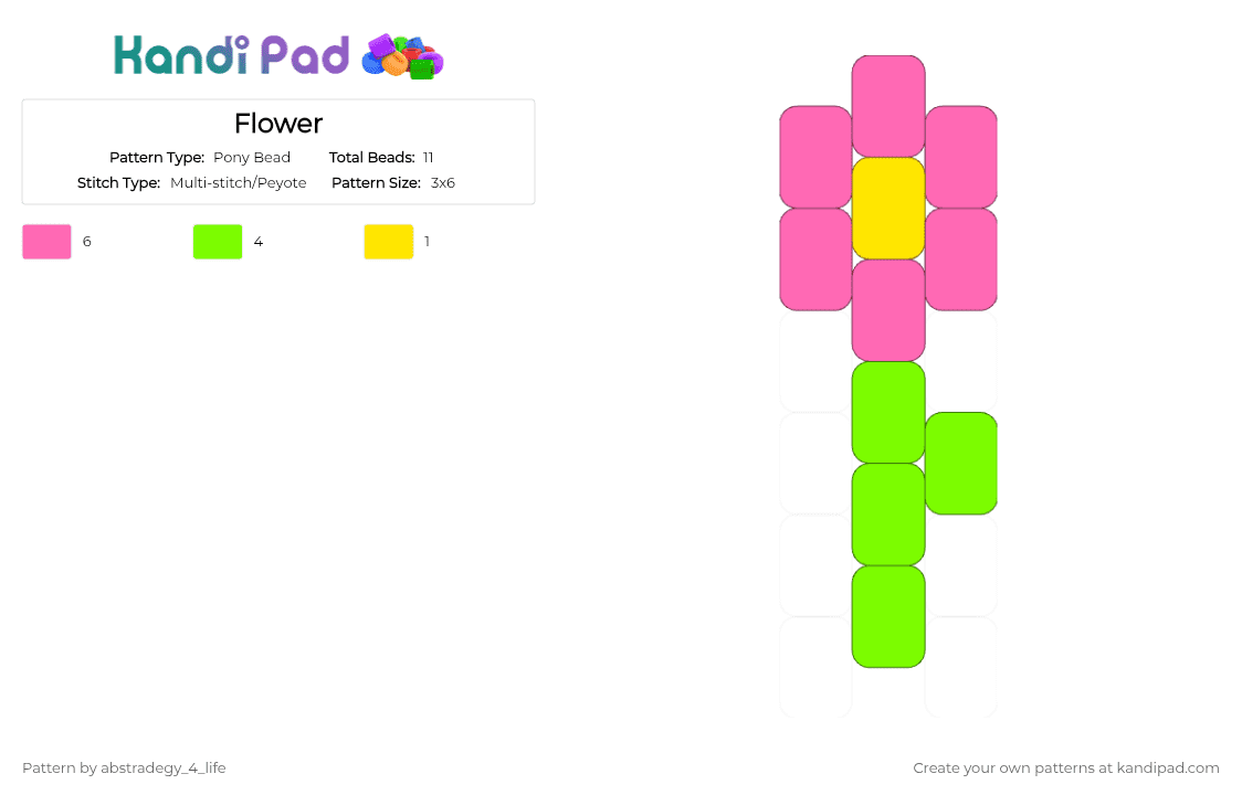 Flower - Pony Bead Pattern by abstradegy_4_life on Kandi Pad - pink,green