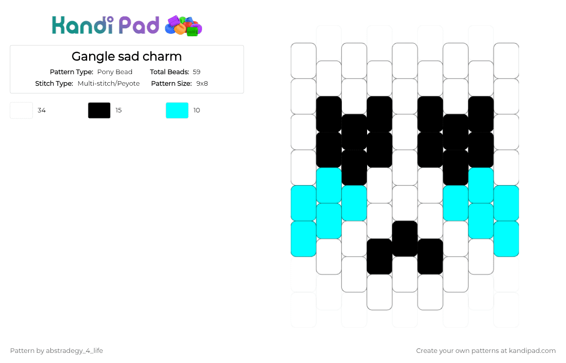 Gangle sad charm - Pony Bead Pattern by abstradegy_4_life on Kandi Pad - white