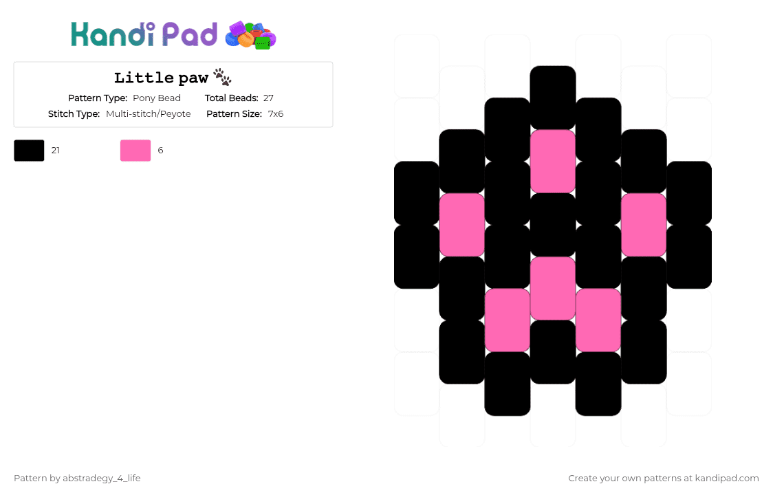 𝙻𝚒𝚝𝚝𝚕𝚎 𝚙𝚊𝚠 🐾 - Pony Bead Pattern by abstradegy_4_life on Kandi Pad - black