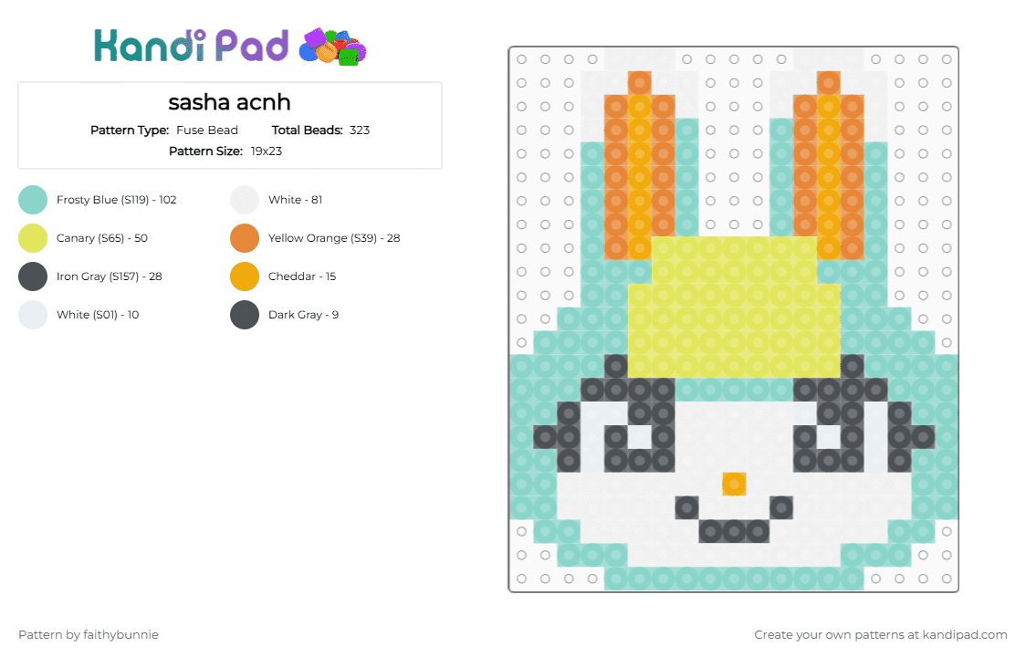 sasha acnh - Fuse Bead Pattern by faithybunnie on Kandi Pad - orange,light blue,yellow