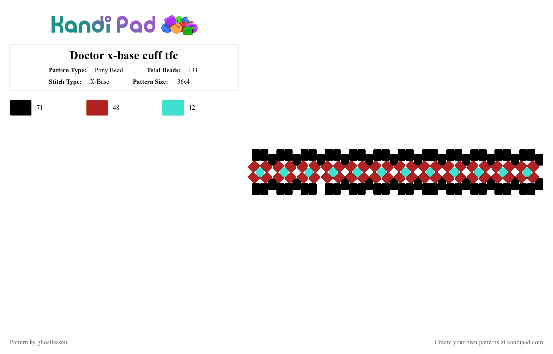 Doctor x-base cuff tfc - Pony Bead Pattern by ghostlessoul on Kandi Pad - red