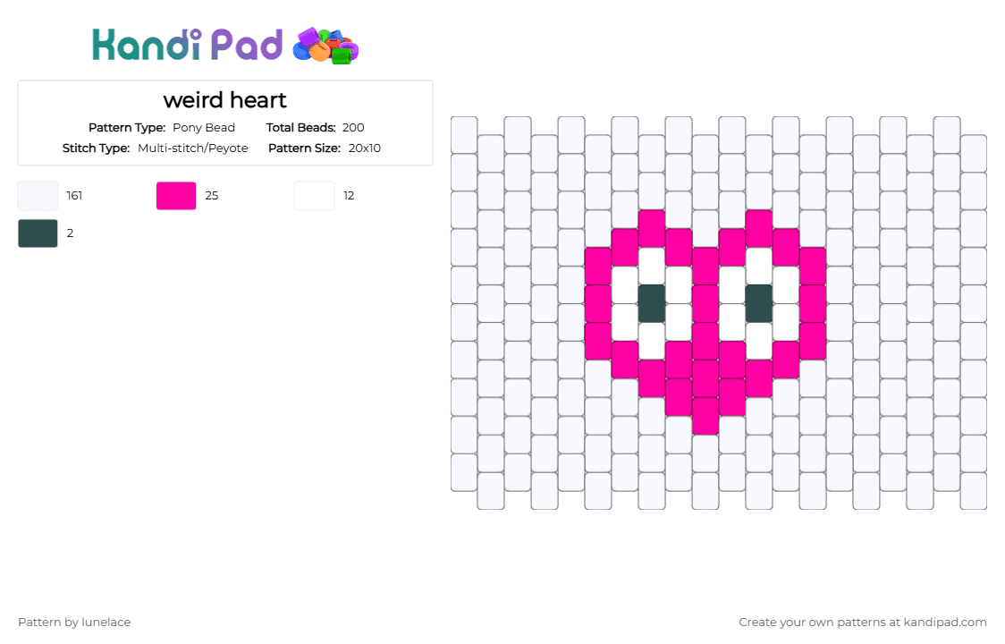 Weird heart Pony Bead Pattern - Kandi Pad | Kandi Patterns, Fuse Bead ...