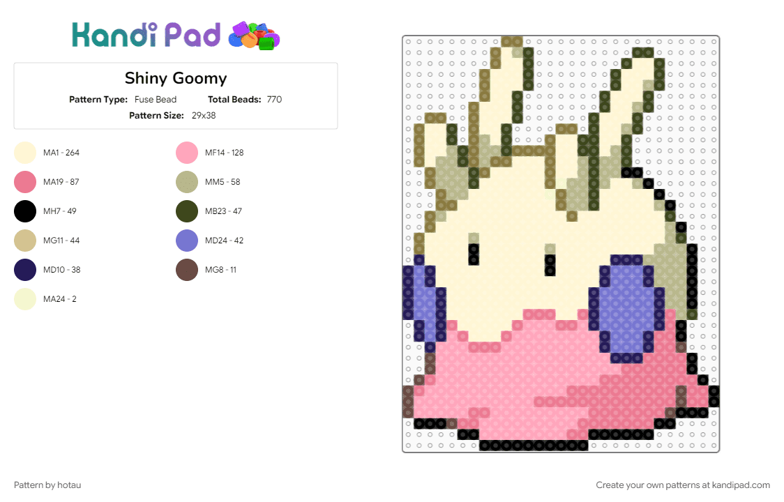 Shiny Goomy - Fuse Bead Pattern by hotau on Kandi Pad - pink