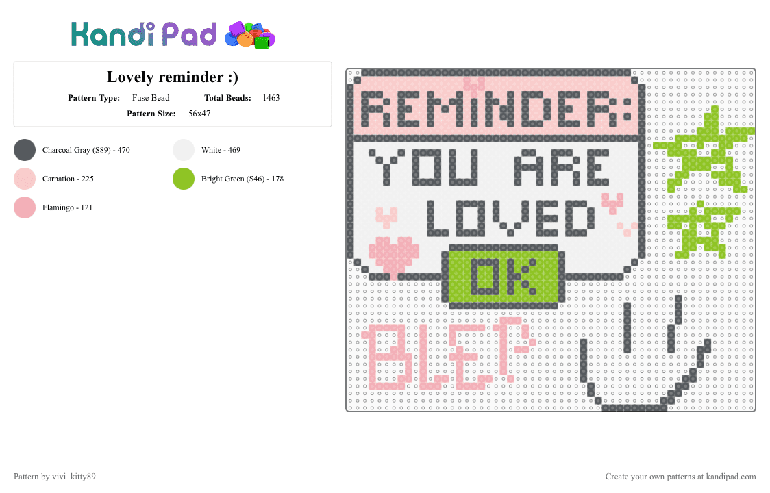 Lovely reminder :) - Fuse Bead Pattern by vivi_kitty89 on Kandi Pad - beige,gray