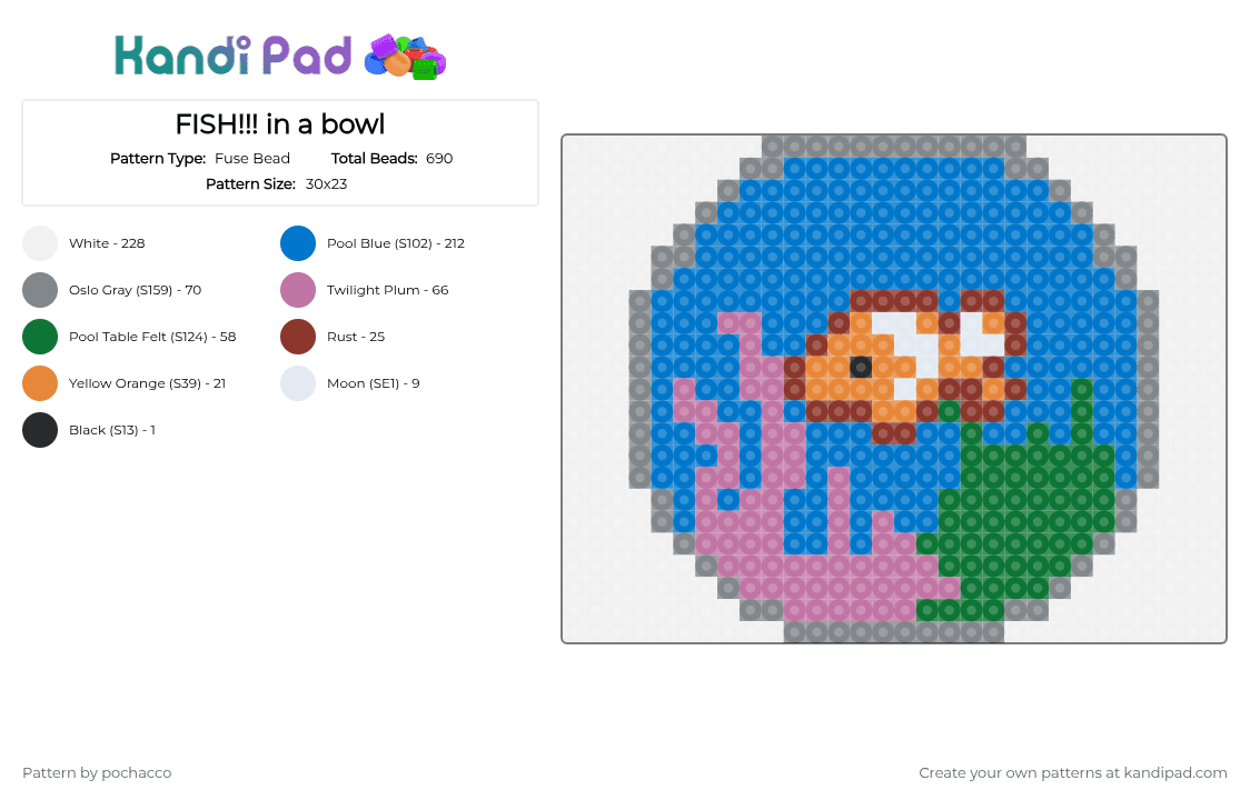 FISH!!! in a bowl - Fuse Bead Pattern by pochacco on Kandi Pad - 