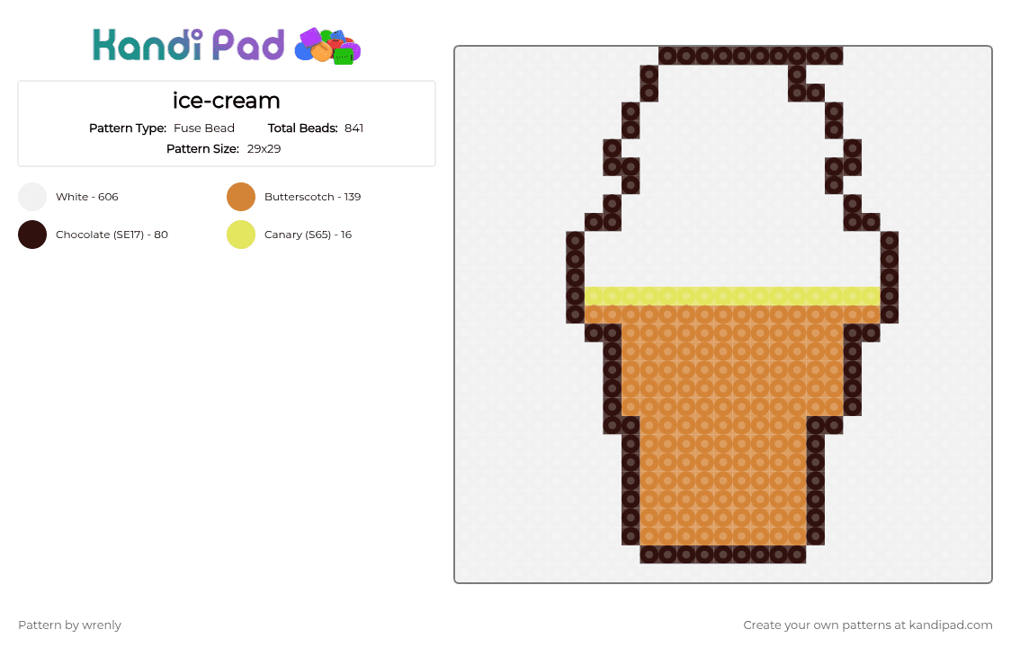 ice-cream - Fuse Bead Pattern by olivertree_lover111 on Kandi Pad - white,brown,orange
