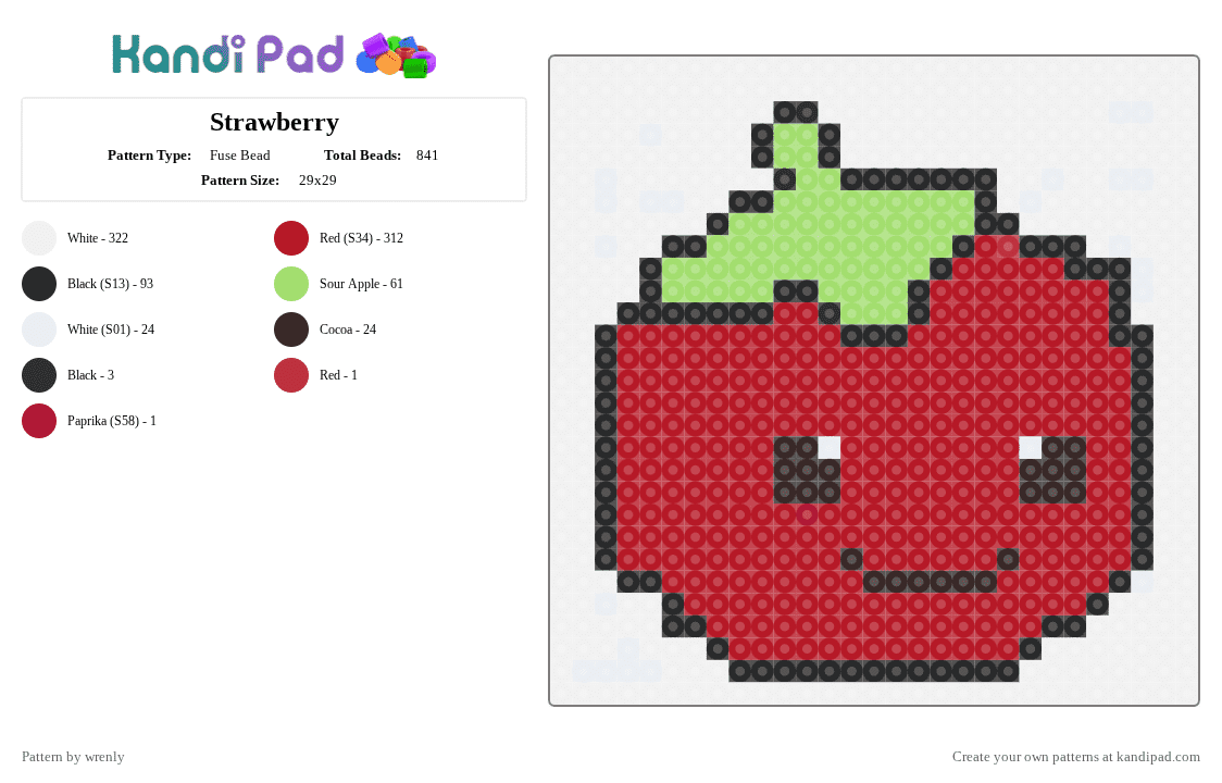 Strawberry - Fuse Bead Pattern by pochacco on Kandi Pad - red