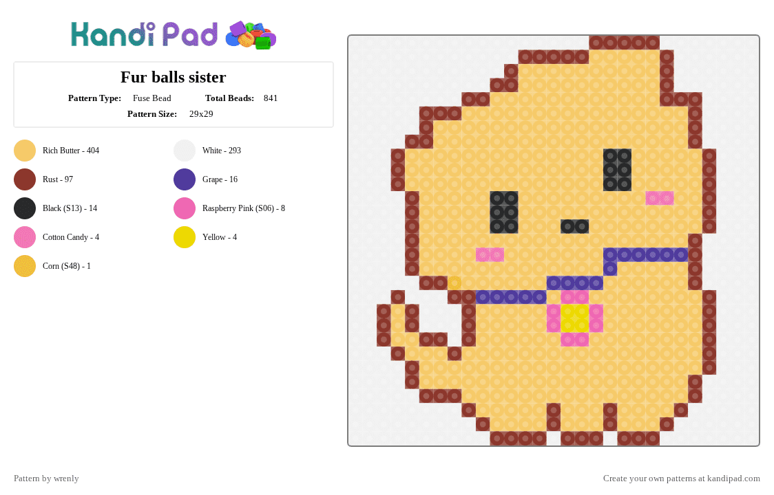 Cheese poof - Fuse Bead Pattern by pochacco on Kandi Pad - yellow