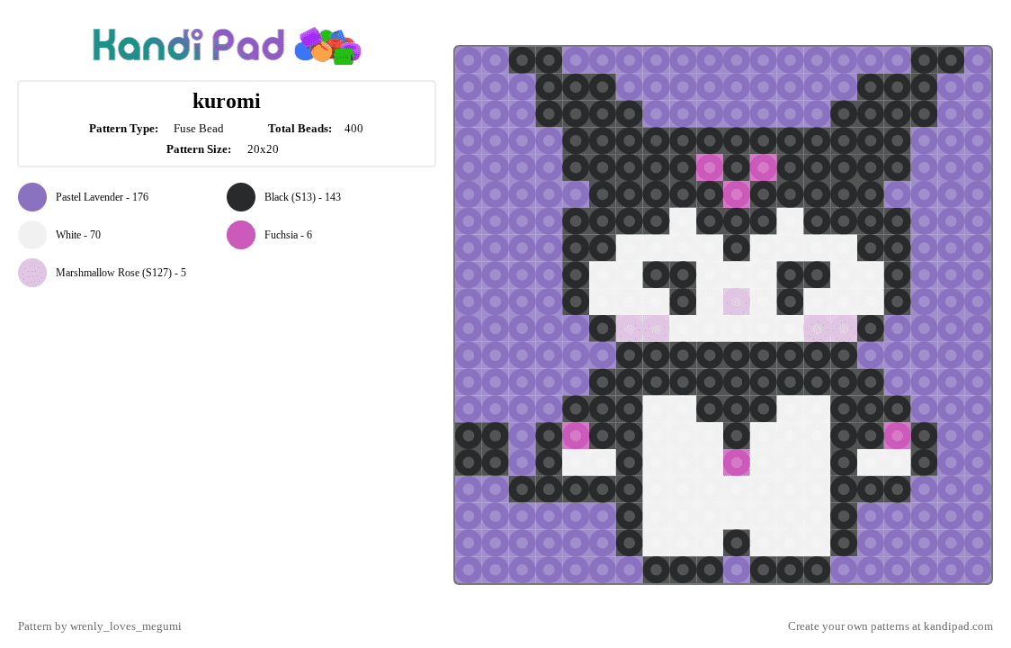 kuromi - Fuse Bead Pattern by pochacco on Kandi Pad - 