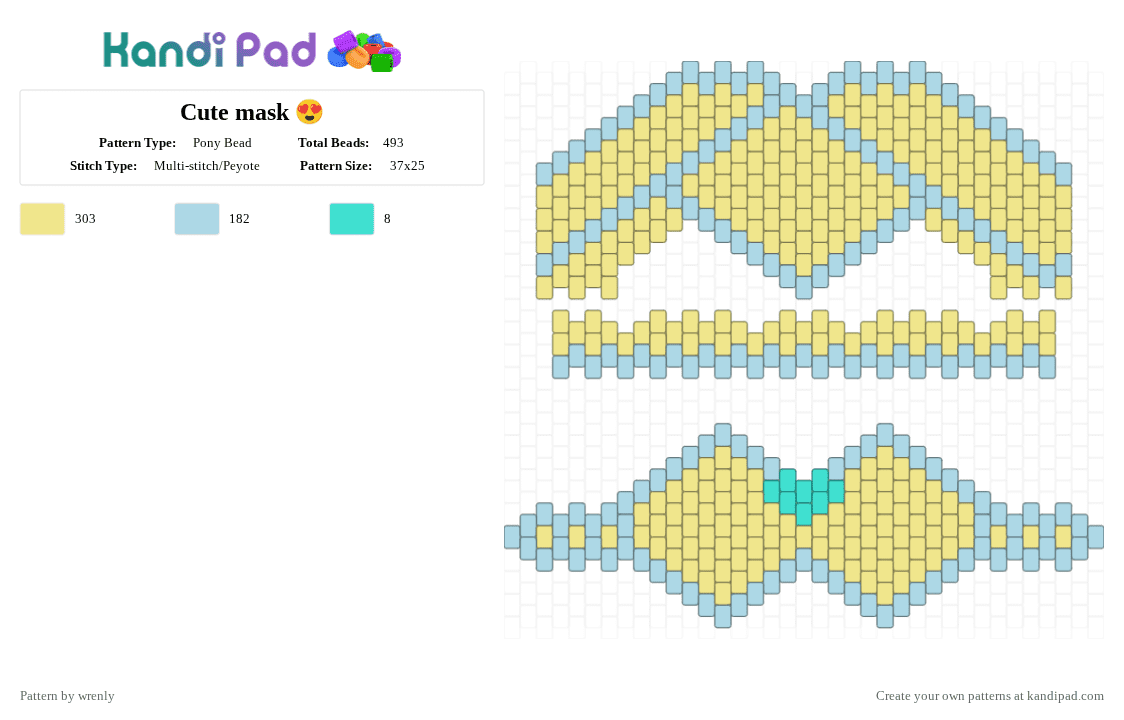 Cute mask 😍 - Pony Bead Pattern by wrenly_loves_megumi on Kandi Pad - yellow,light blue