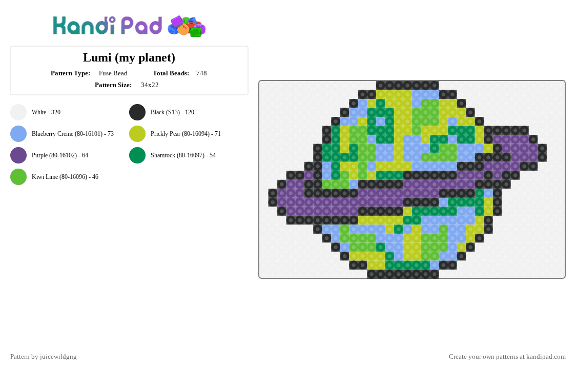 Lumi (my planet) - Fuse Bead Pattern by juicewrldgng on Kandi Pad - white,green