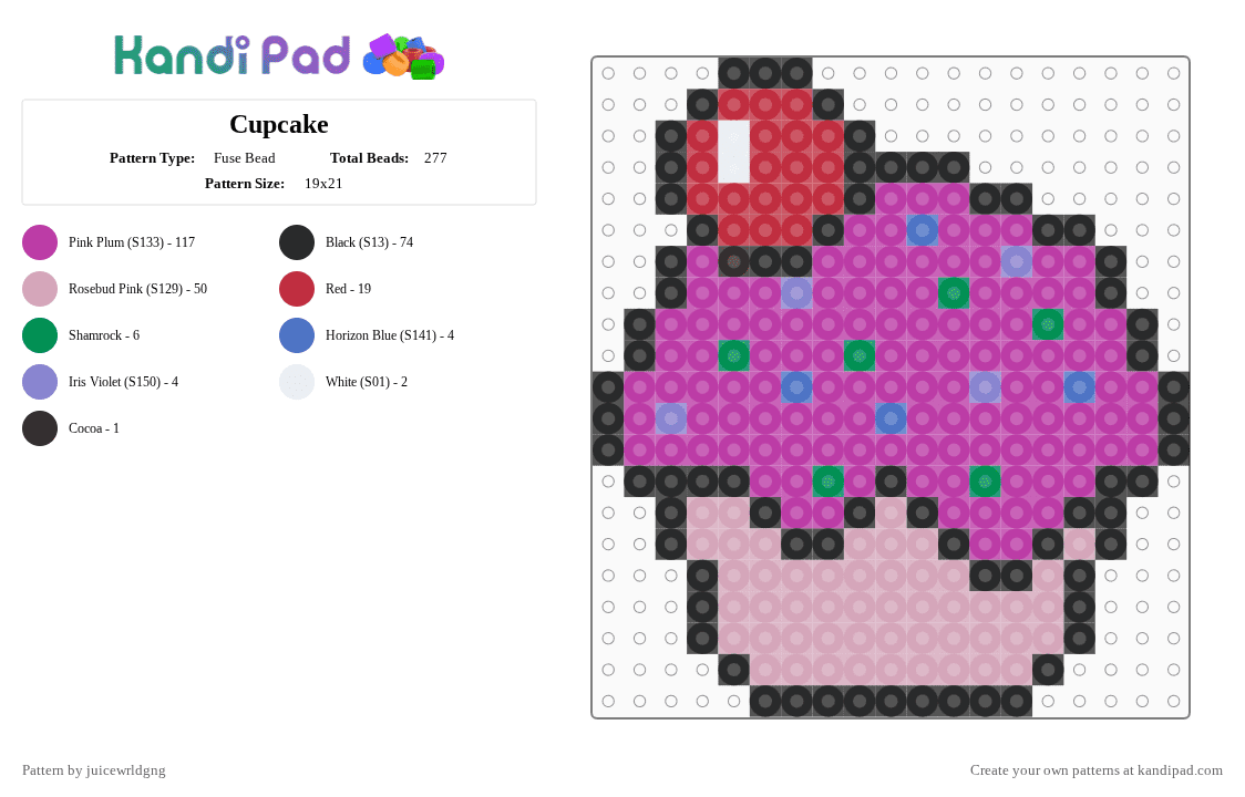 Cupcake - Fuse Bead Pattern by juicewrldgng on Kandi Pad - pink,cotdcupcakes