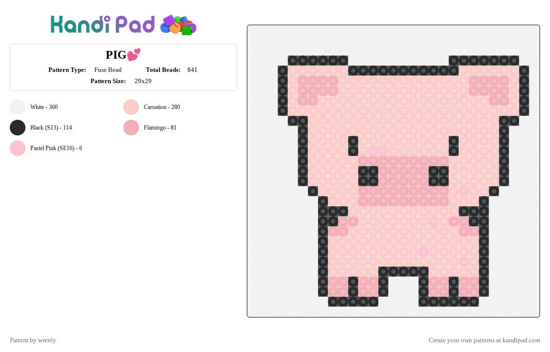 PIG💕 - Fuse Bead Pattern by pochacco on Kandi Pad - beige