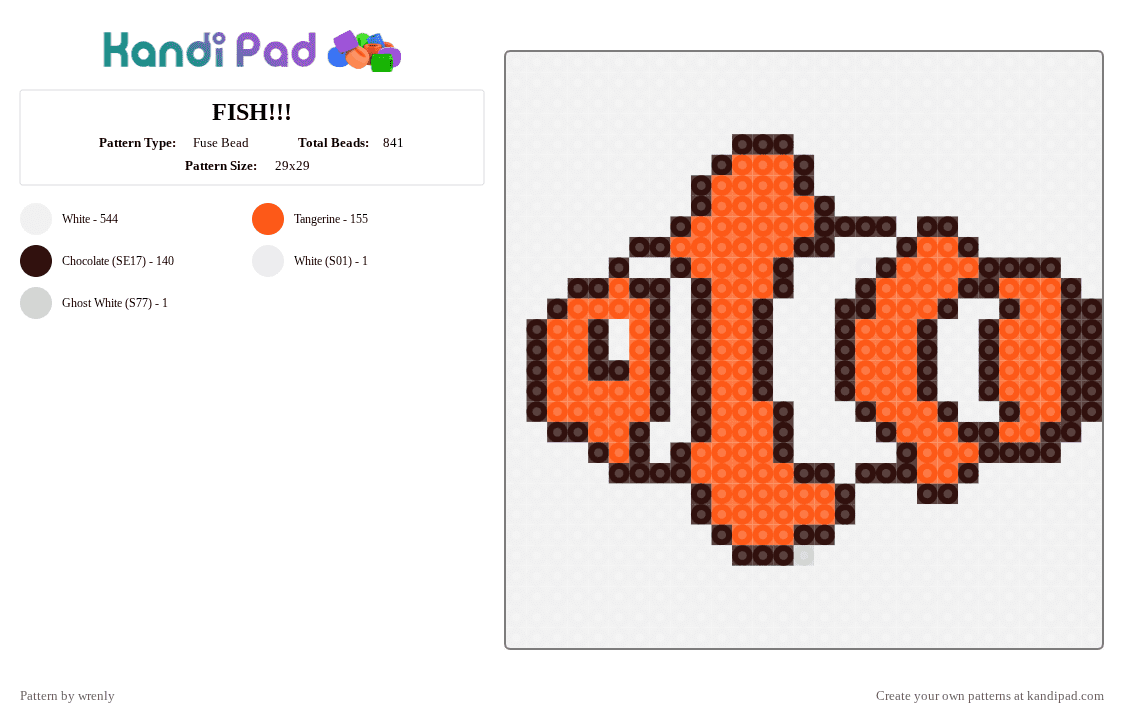 FISH!!! - Fuse Bead Pattern by olivertree_lover111 on Kandi Pad - white,brown,orange