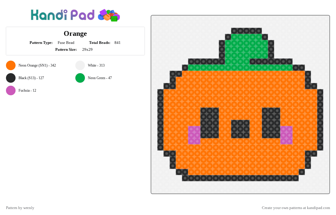 Orange - Fuse Bead Pattern by pochacco on Kandi Pad - orange