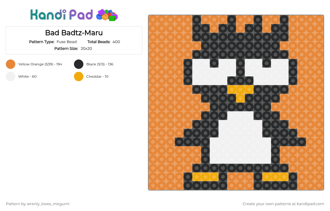 Bad Badtz-Maru - Fuse Bead Pattern by juicewrldgng on Kandi Pad - orange