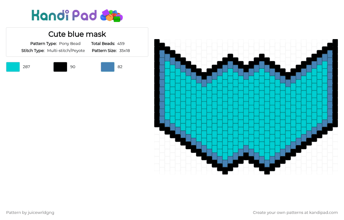 blue mask - Pony Bead Pattern by juicewrldgng on Kandi Pad - light blue