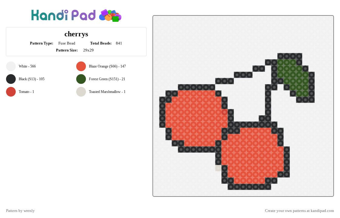 cherrys - Fuse Bead Pattern by pochacco on Kandi Pad - white,red