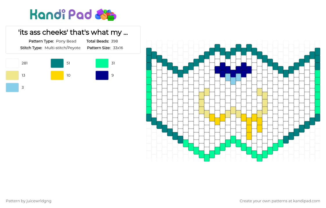 \'its ass cheeks\' Read  Description - Pony Bead Pattern by juicewrldgng on Kandi Pad - 