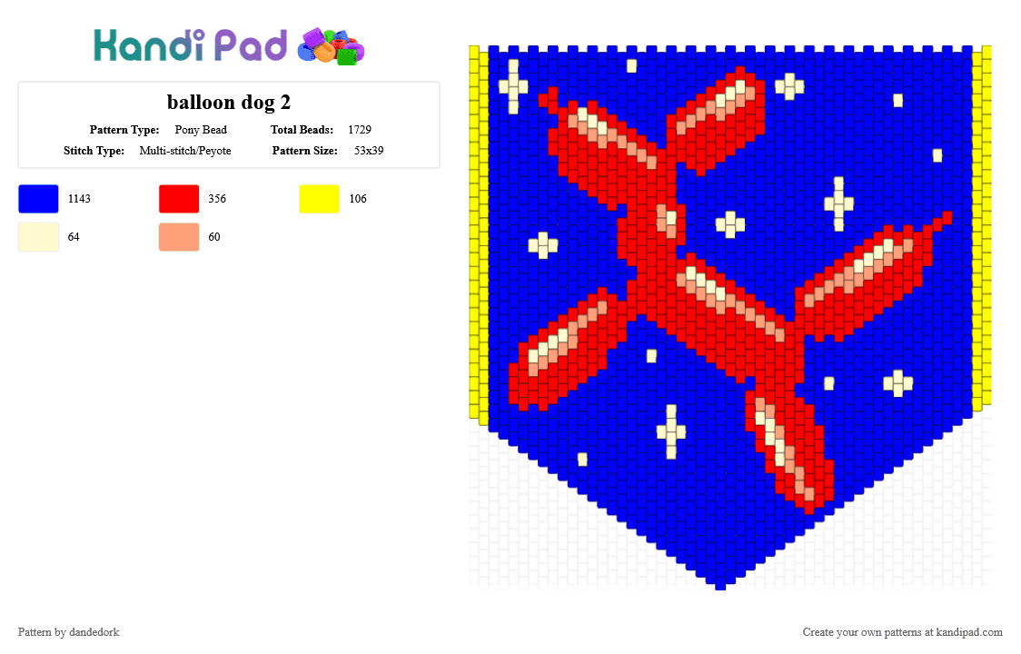 Big ol balloon dog banner - Pony Bead Pattern by dandedork on Kandi Pad - purple