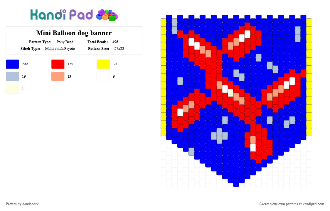 Mini Balloon dog banner - Pony Bead Pattern by dandedork on Kandi Pad - purple,red