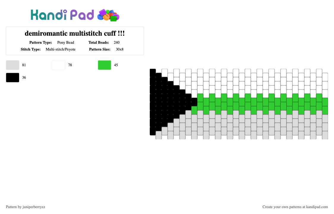 demiromantic multistitch cuff !!! - Pony Bead Pattern by juniperberryzz on Kandi Pad - white
