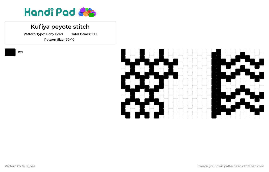Kufiya peyote stitch - Pony Bead Pattern by felix_bea on Kandi Pad - kufiya,geometric,hexagon,circles,zig zag,black